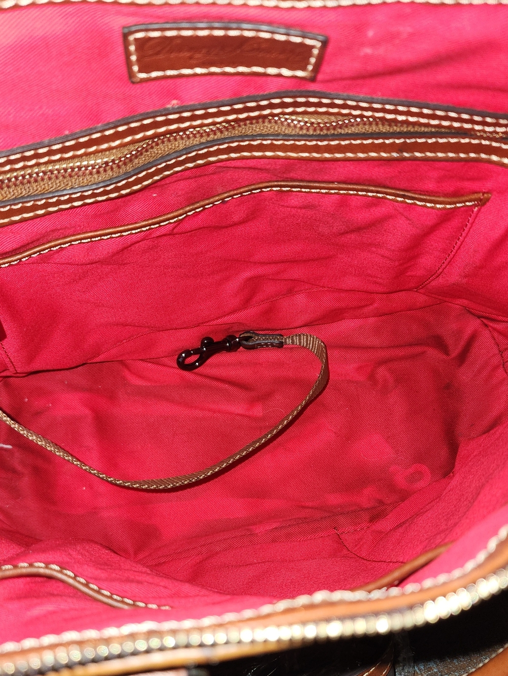 Dooney & Bourke Tan Brown Ostrich Embossed Satchel Purse Project - Picture 11 of 13